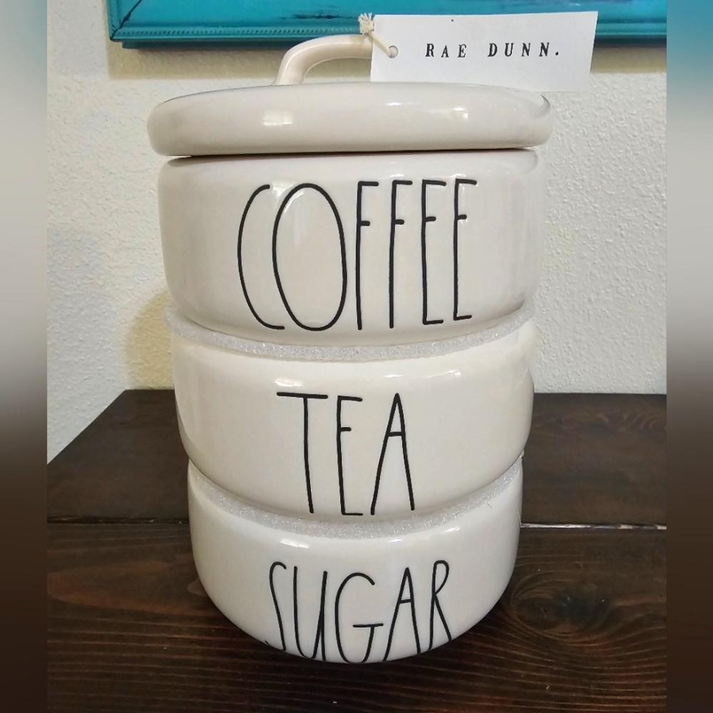 Rae Dunn "Sugar, Tea, Coffee" canisters